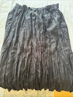 J. Crew Black Crinkled Midi Skirt - Women's